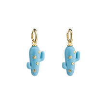 Load image into Gallery viewer, Large Turquoise Cactus Earrings
