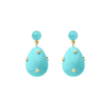 Load image into Gallery viewer, Aquamarine Mini Drop Earrings with stars
