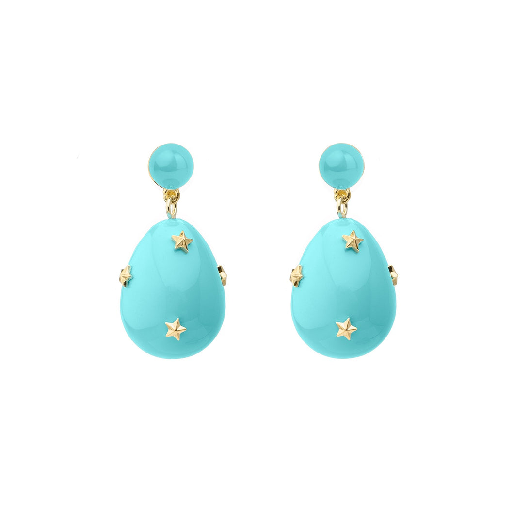 Aquamarine Mini Drop Earrings with stars