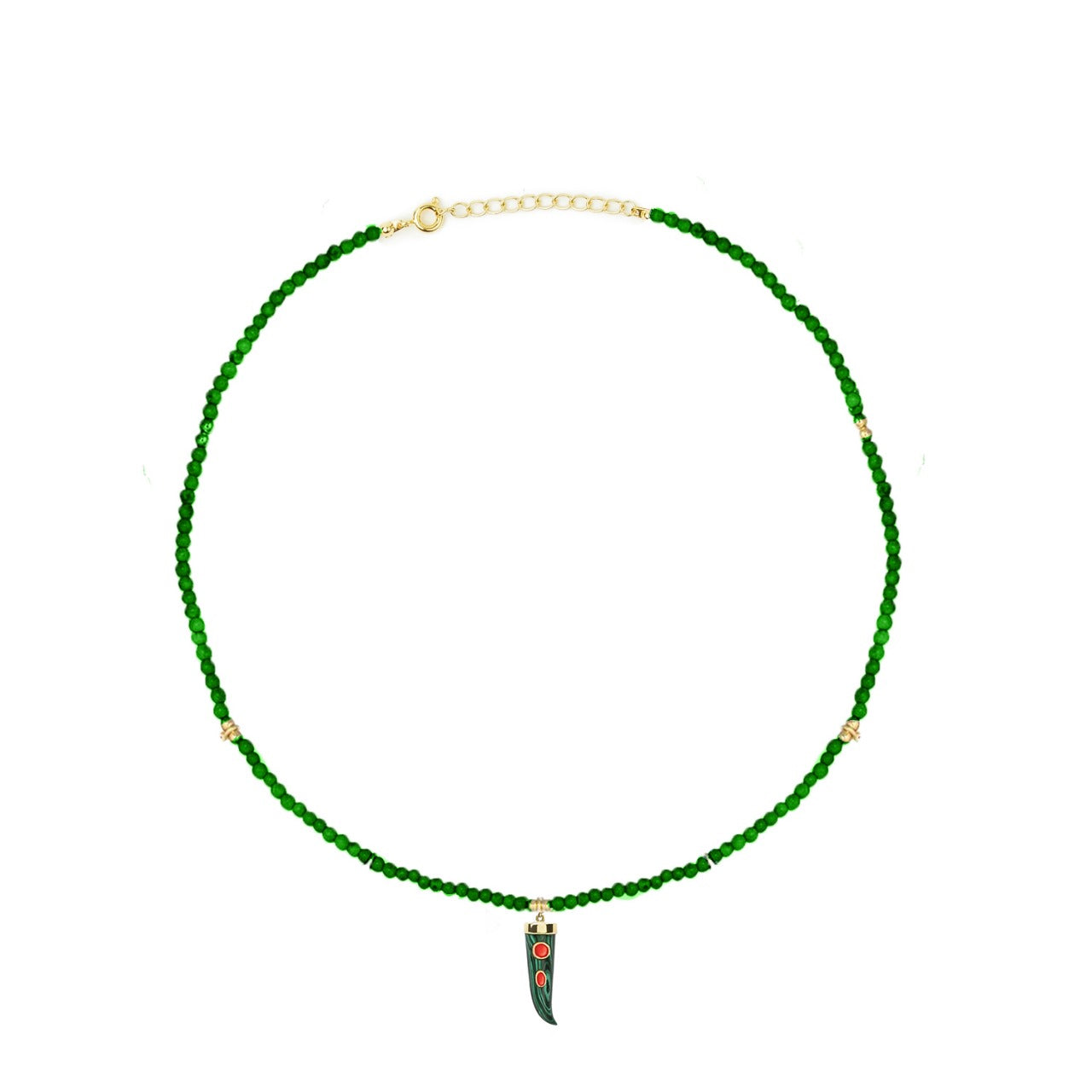 Malachite Necklace With Fang Charm