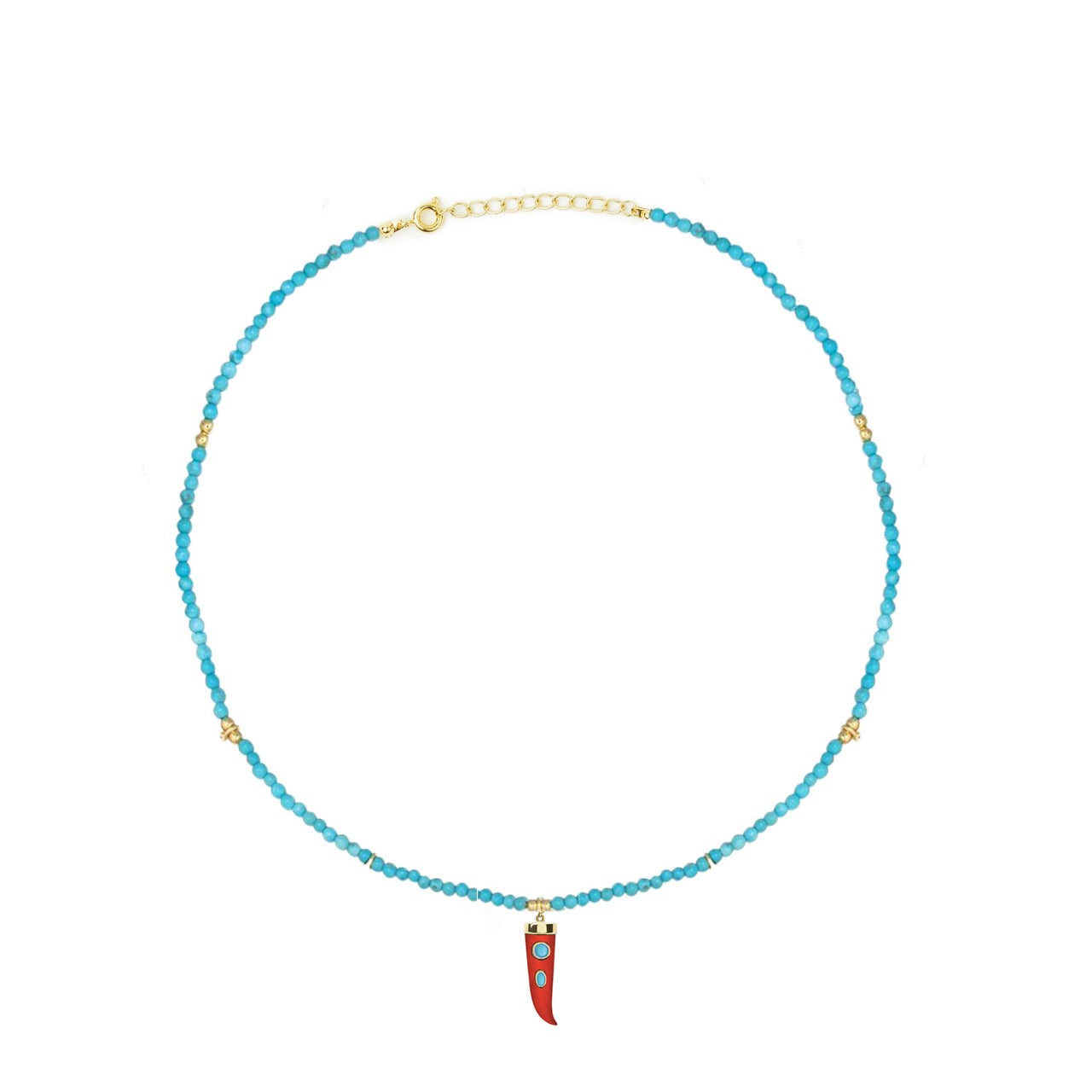 Turquoise Necklace With Fang Charm