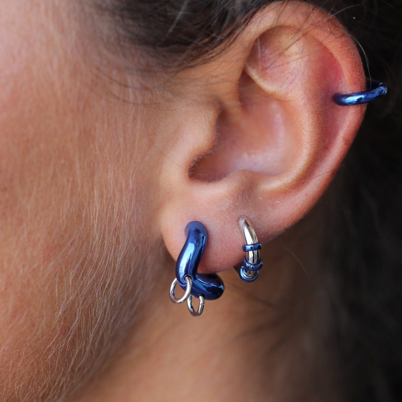 Blue Pierced Earrings