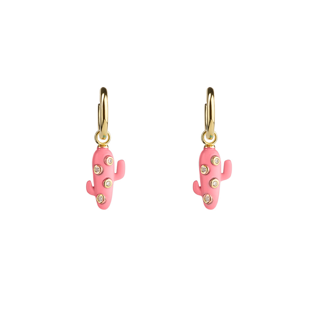 Mini Pink Cactus Earrings
