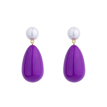 Load image into Gallery viewer, Purple Enamel Earrings

