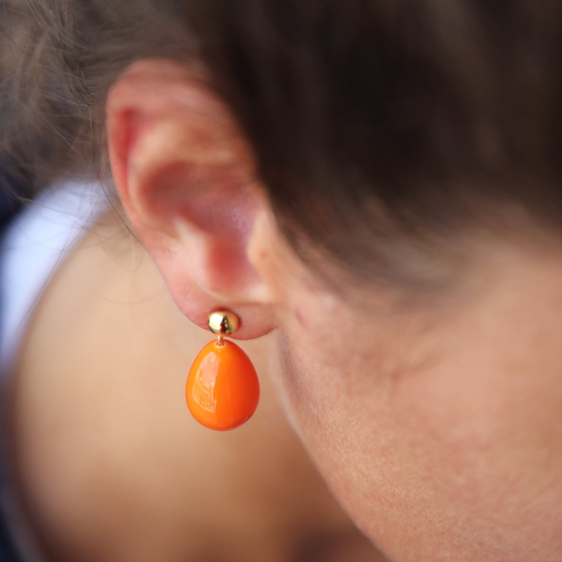 Orange Mini Drop Earrings