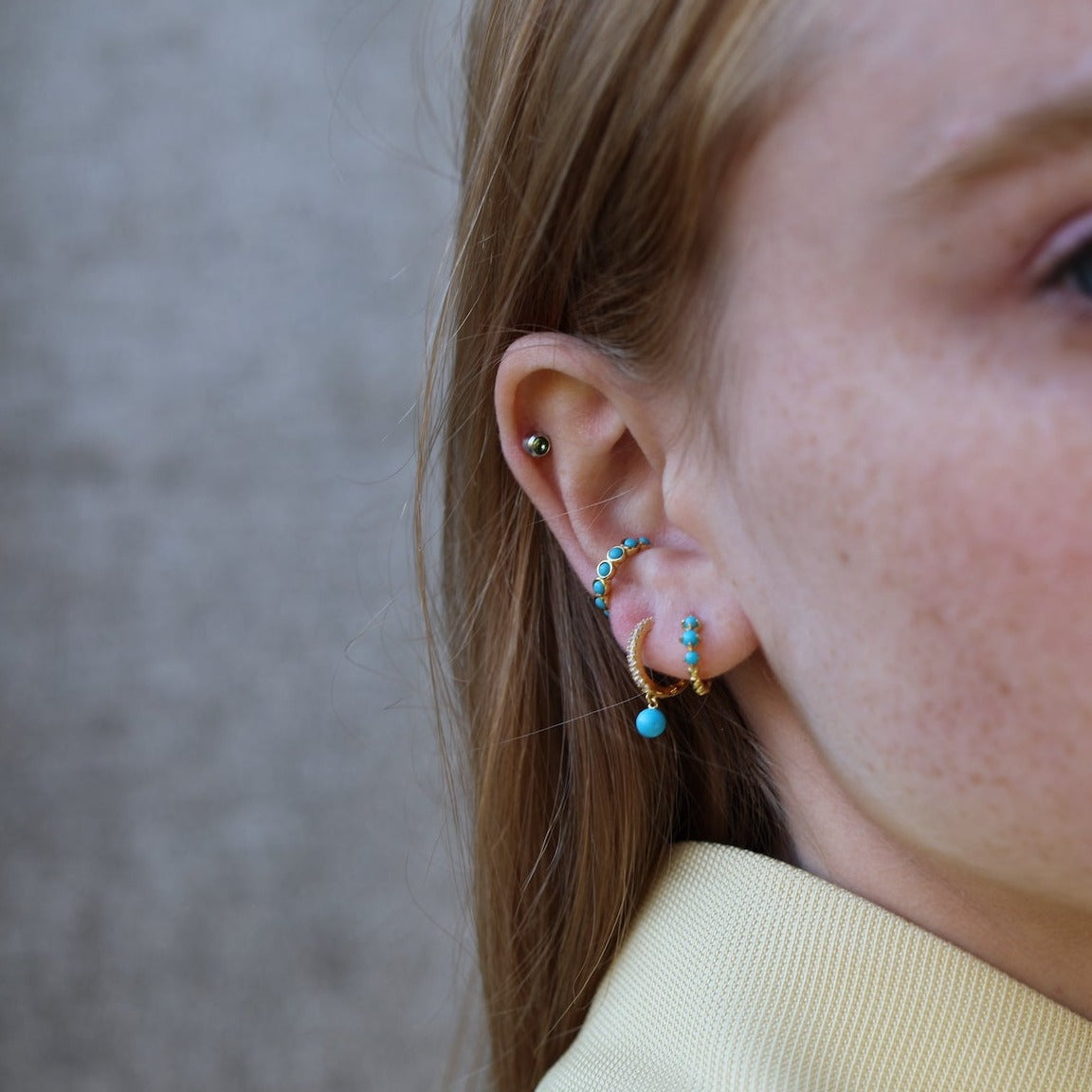 Turquoise Silver Cuff Earring