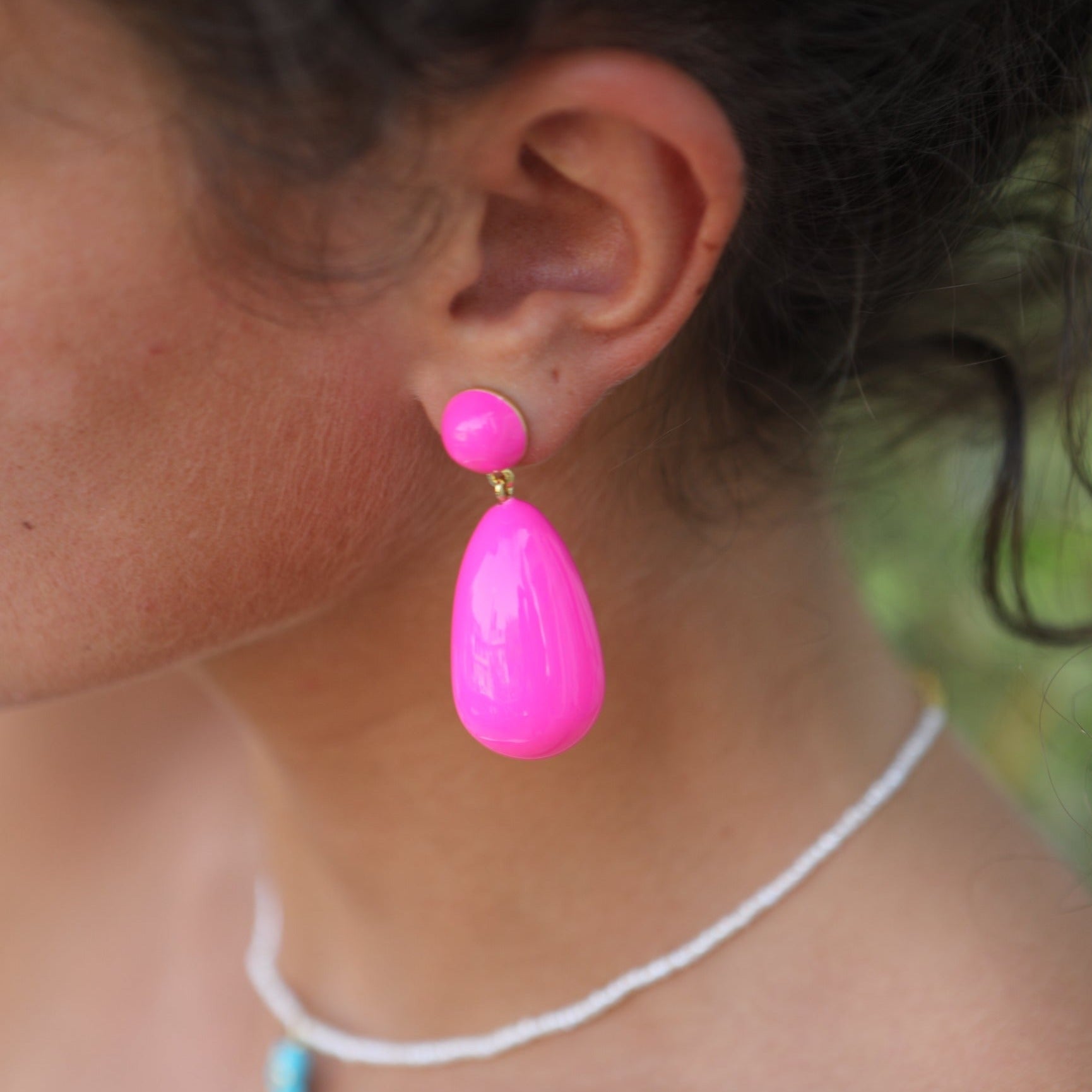 Neon Pink Drop Earrings