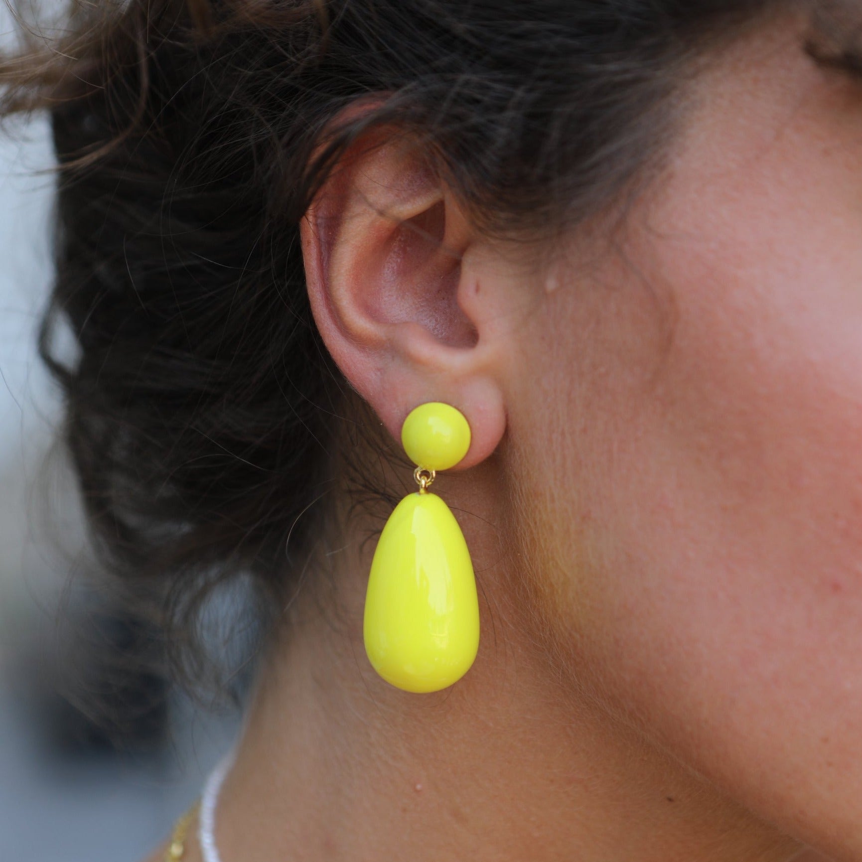 Neon Yellow Drop Earrings