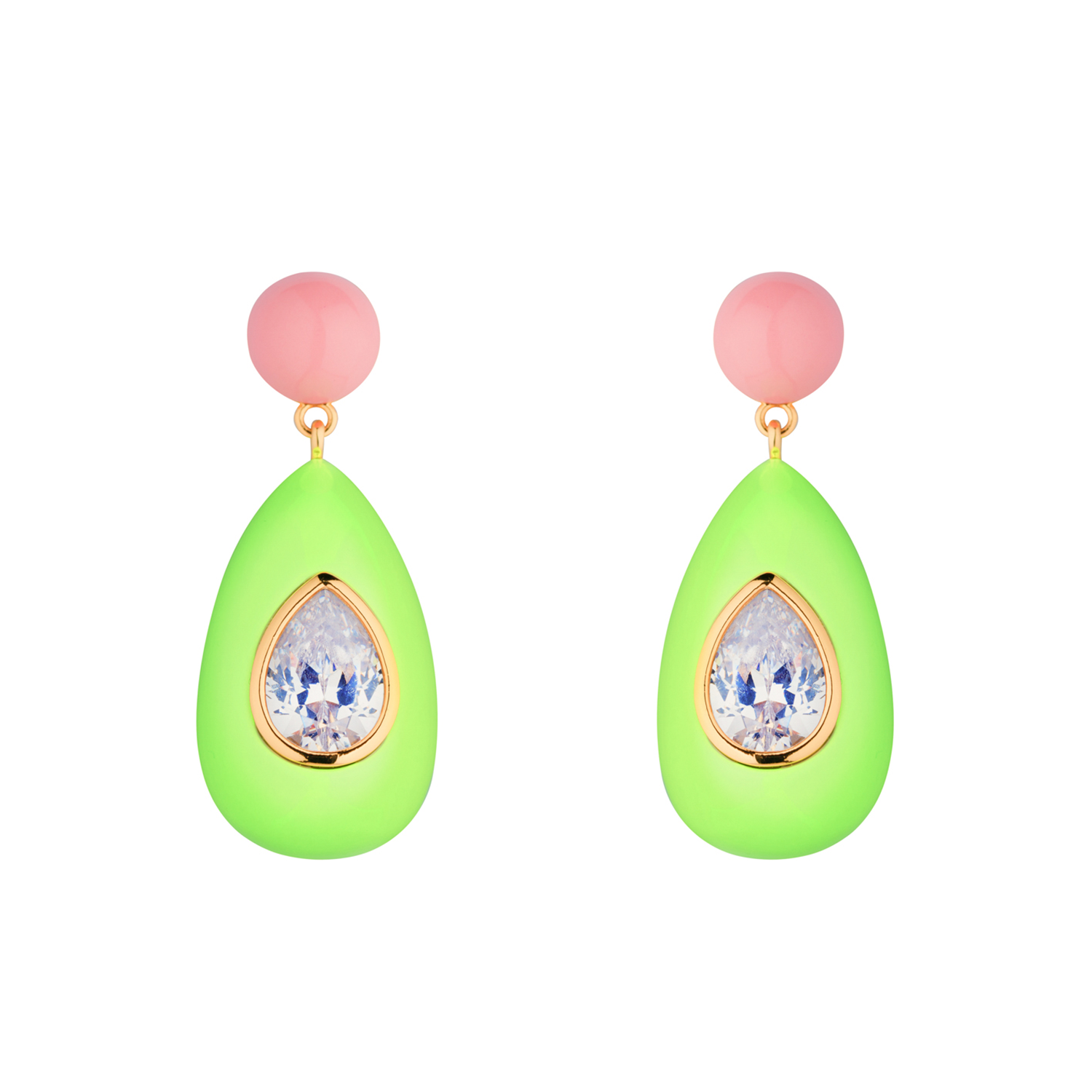 Neon Green Crystal Drop Earrings