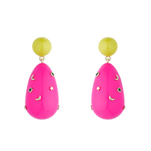 Load image into Gallery viewer, Neon Pink Galaxy Drop Earrings
