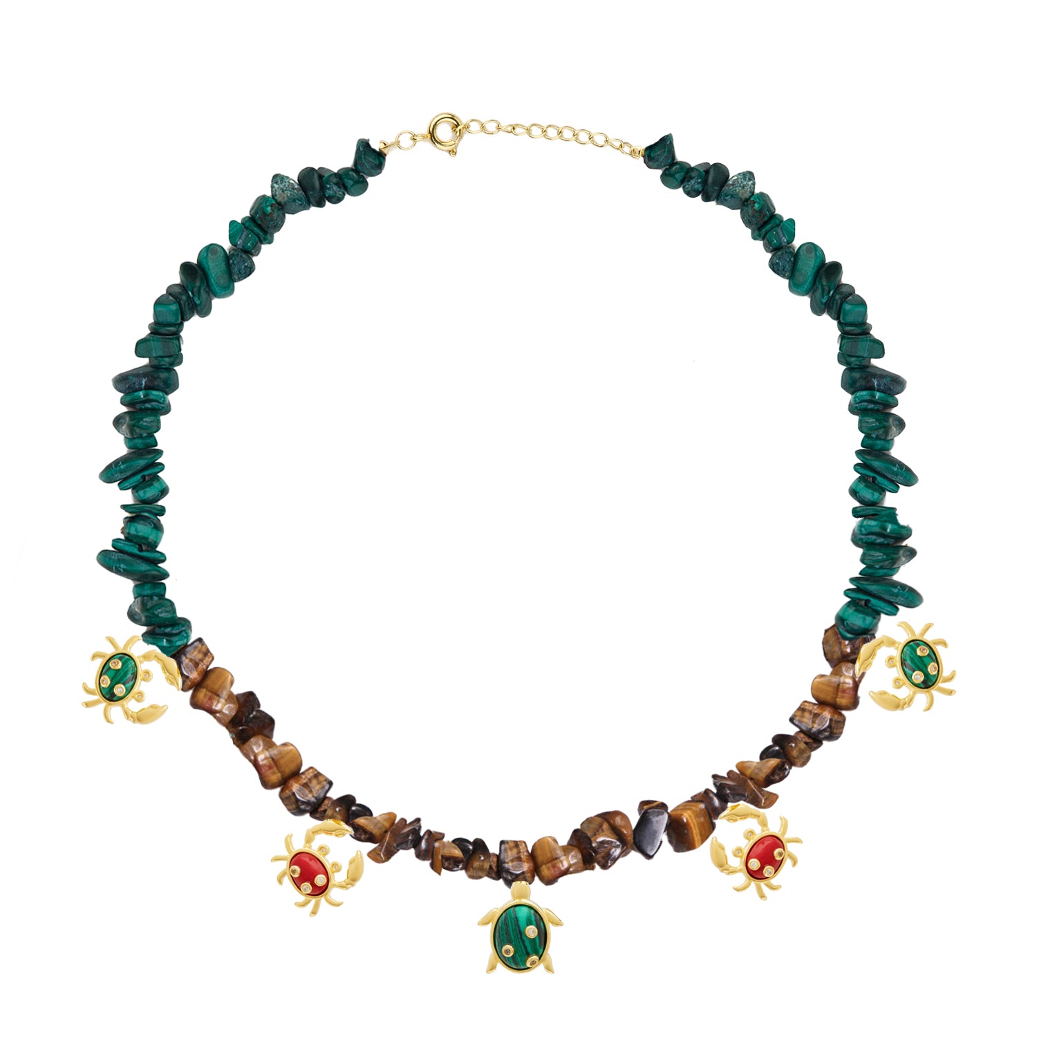 Tiger Eye Sea Animal Crab Necklace