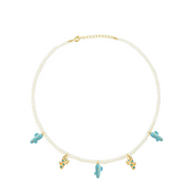 Load image into Gallery viewer, Pearl Golden Turquoise Cactus Necklace
