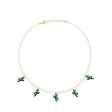 Load image into Gallery viewer, Pearl Malachite Cactus Necklace
