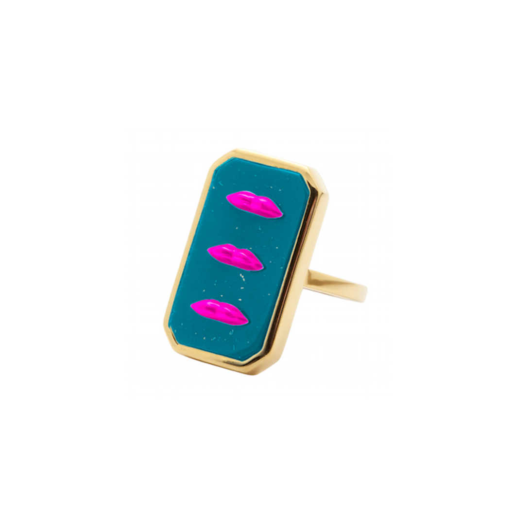 Turquoise Lip-Chic Ring