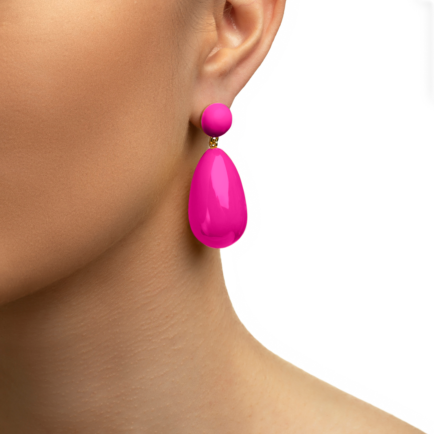 Neon Pink Drop Earrings