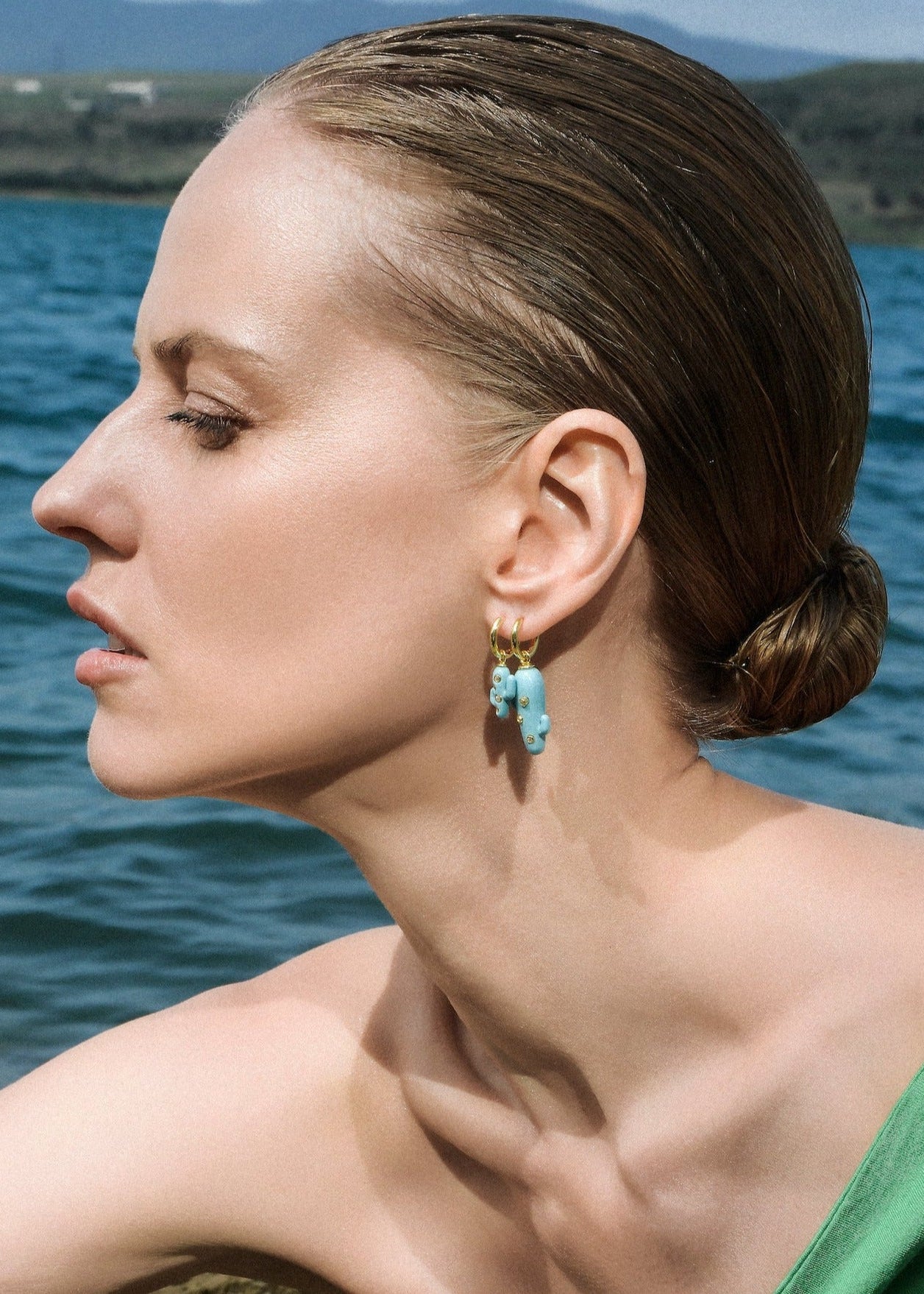 Single Mini Turquoise Cactus Earring