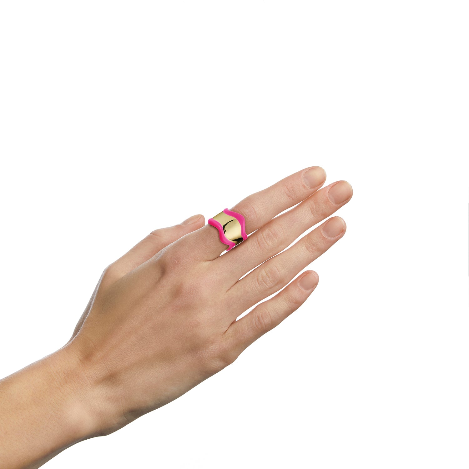 Neon Pink Wavy Ring