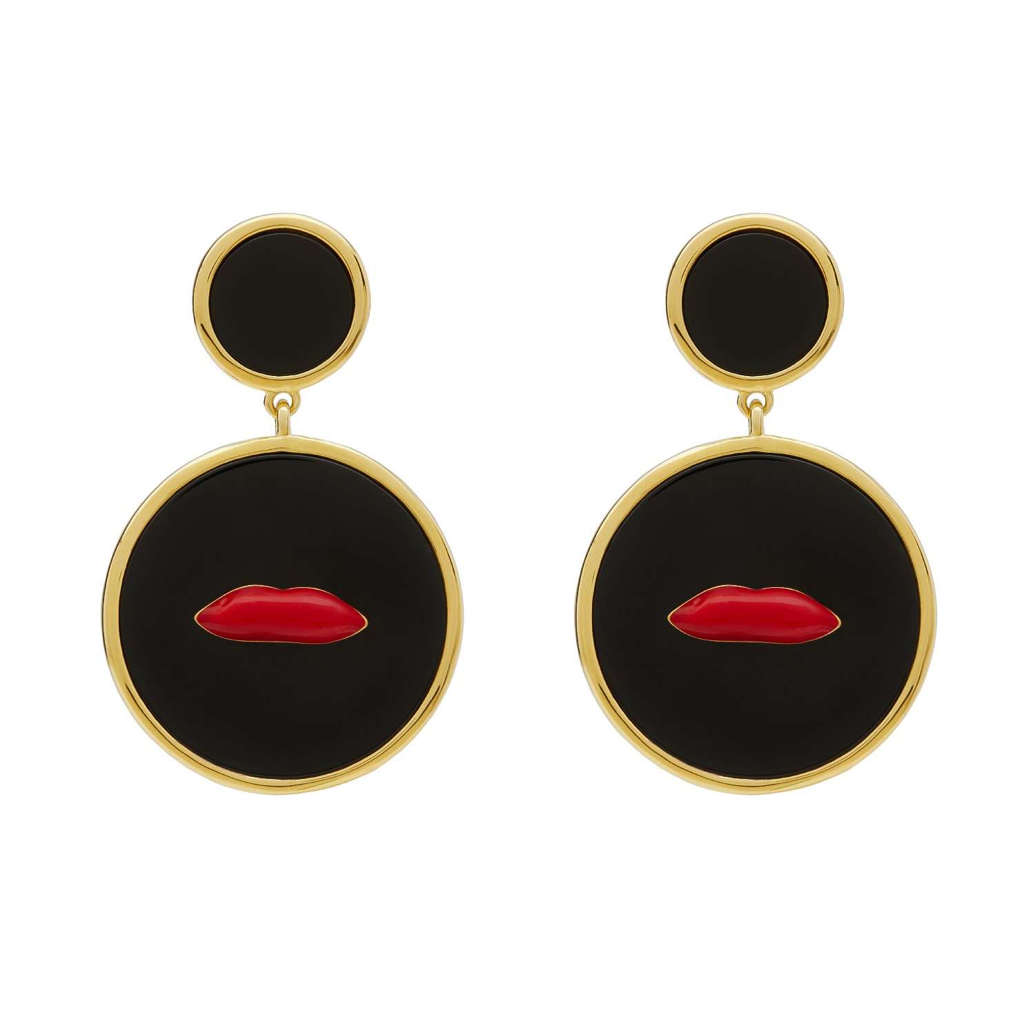 Onyx Lips Earring
