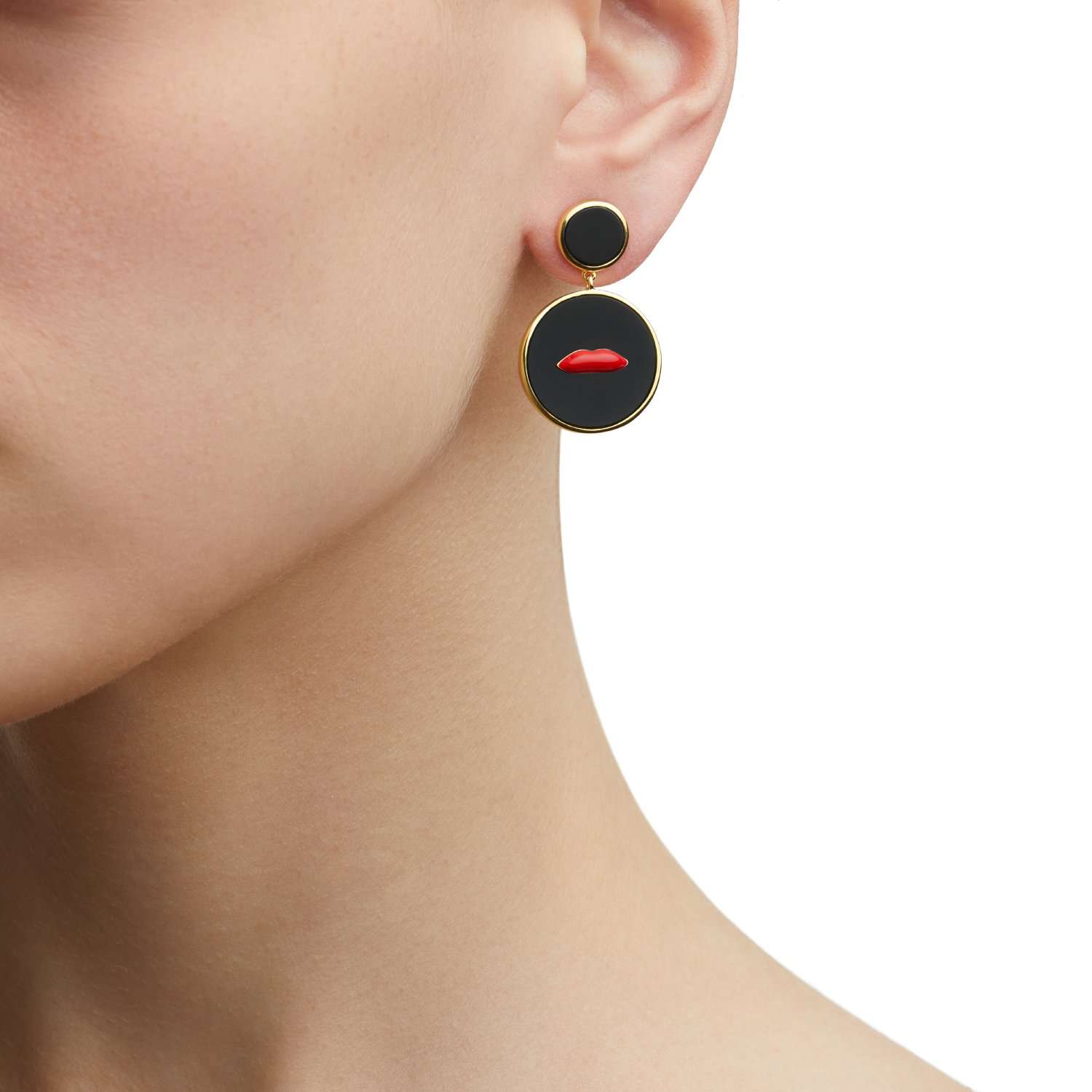 Onyx Lips Earring