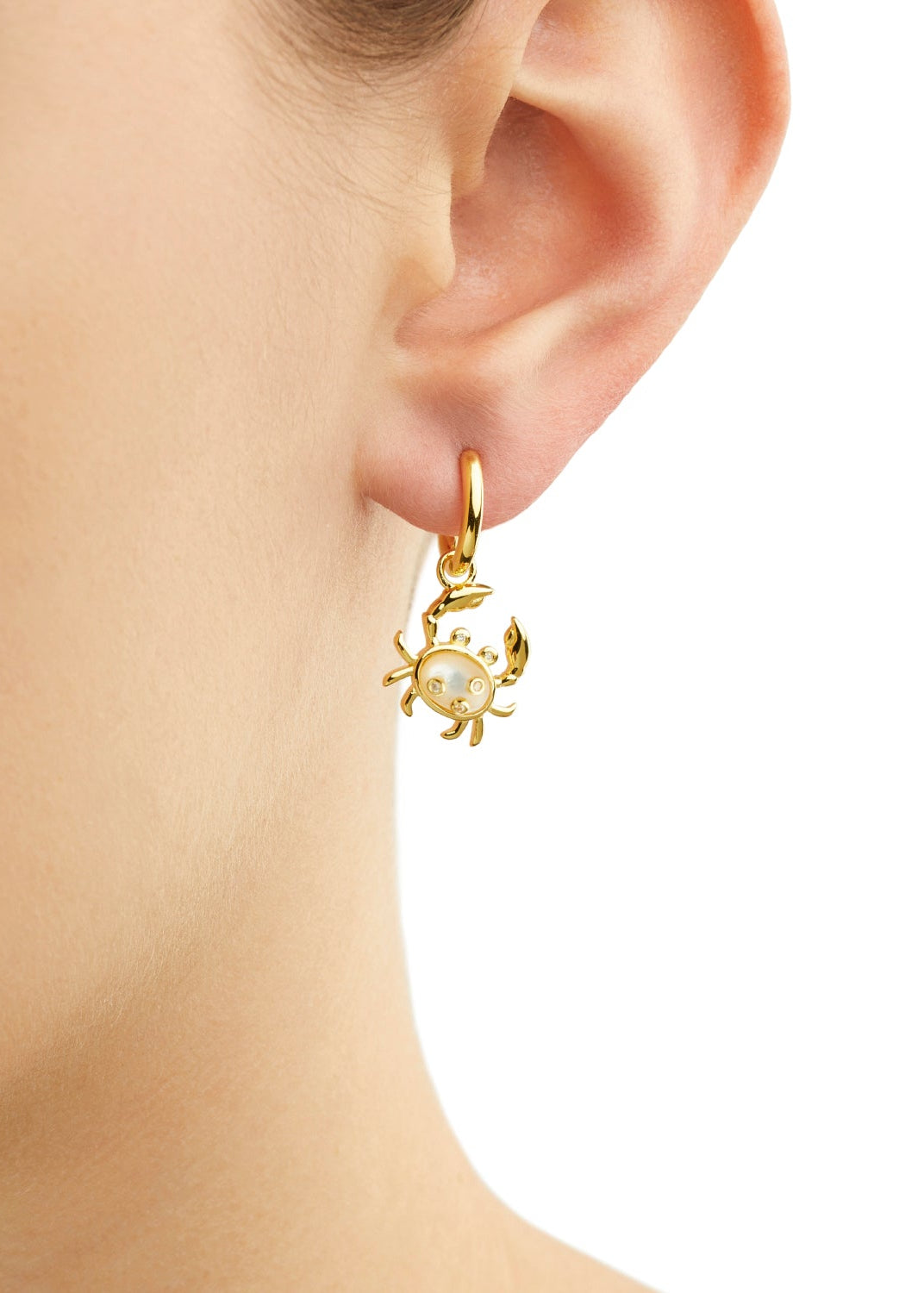 Single MOP Crab Charm Earring