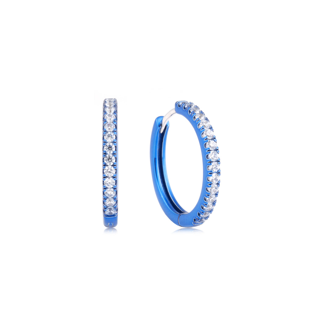 Blue Hoops With Clear Crystals