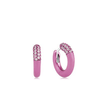 Load image into Gallery viewer, Pink Hoops With Clear Crystals
