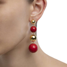 Load image into Gallery viewer, Galaxy red enamel  earrings
