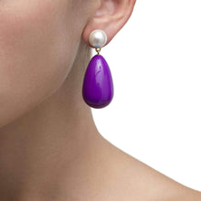 Load image into Gallery viewer, Purple Enamel Earrings
