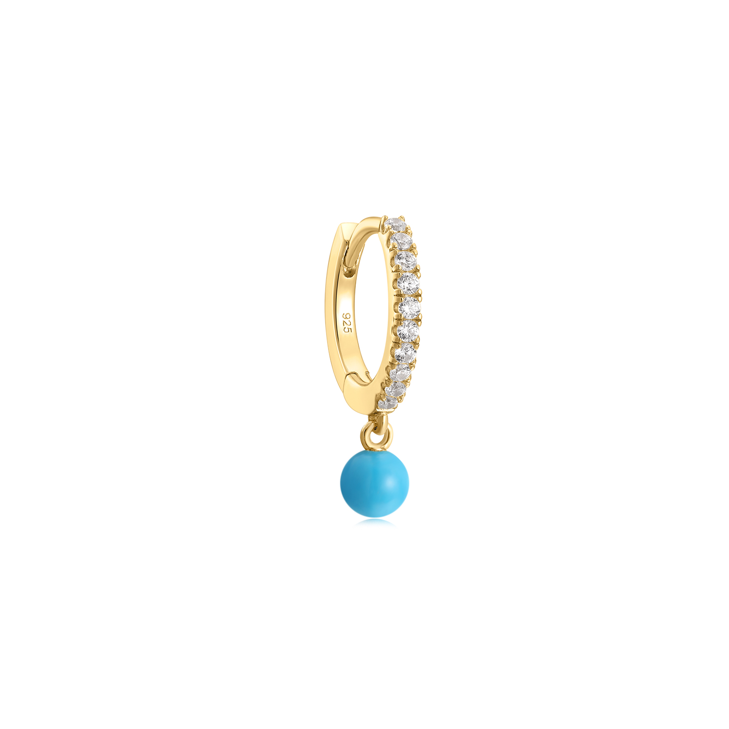 Turquoise Gem Hoop Earring