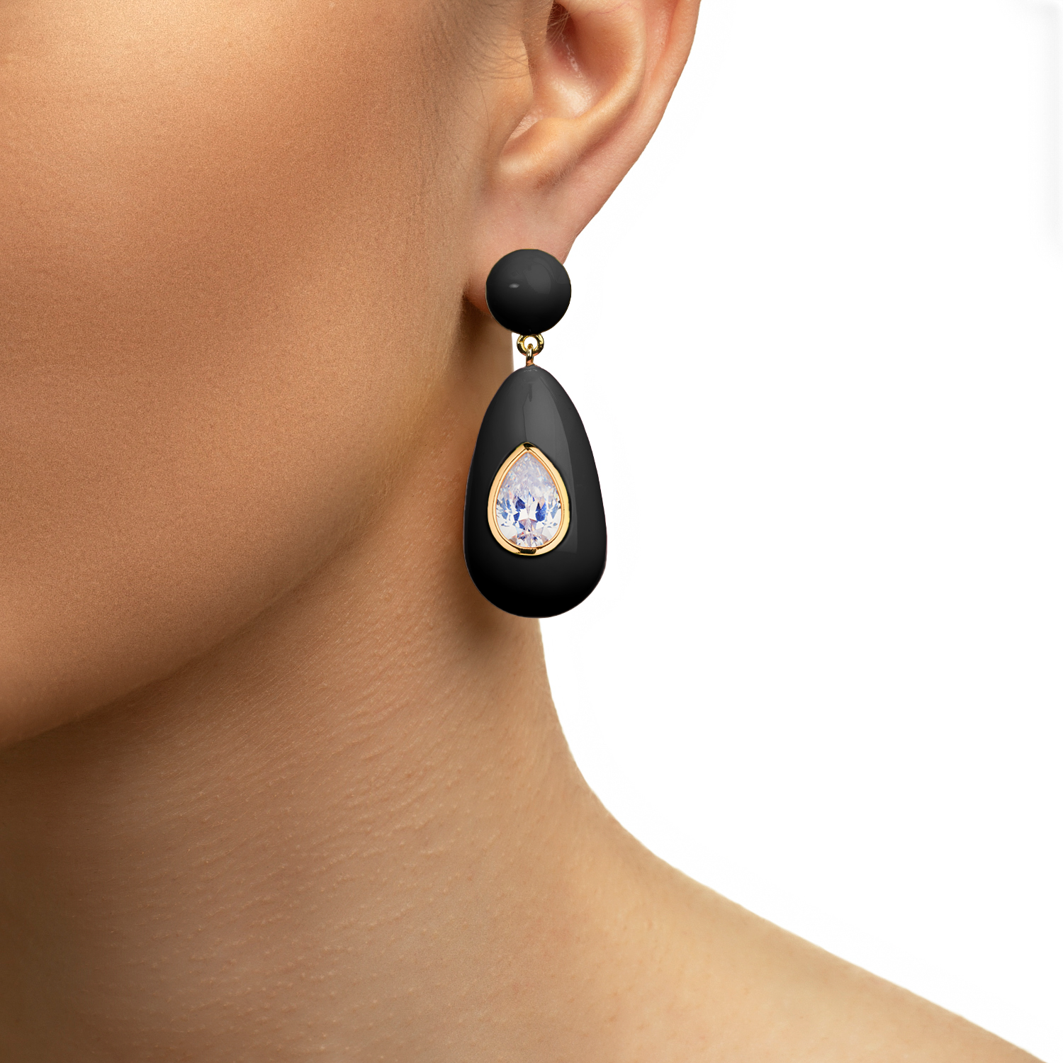 Black Crystal Drop Earrings