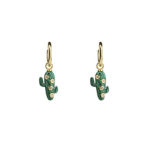 Load image into Gallery viewer, Mini Malachite Cactus Earrings
