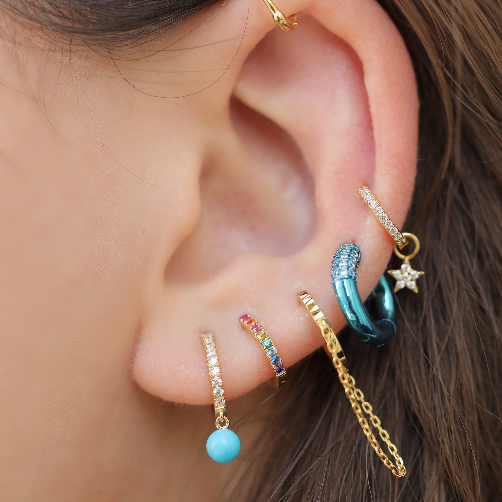 Colourful Silver Hoop Earrings