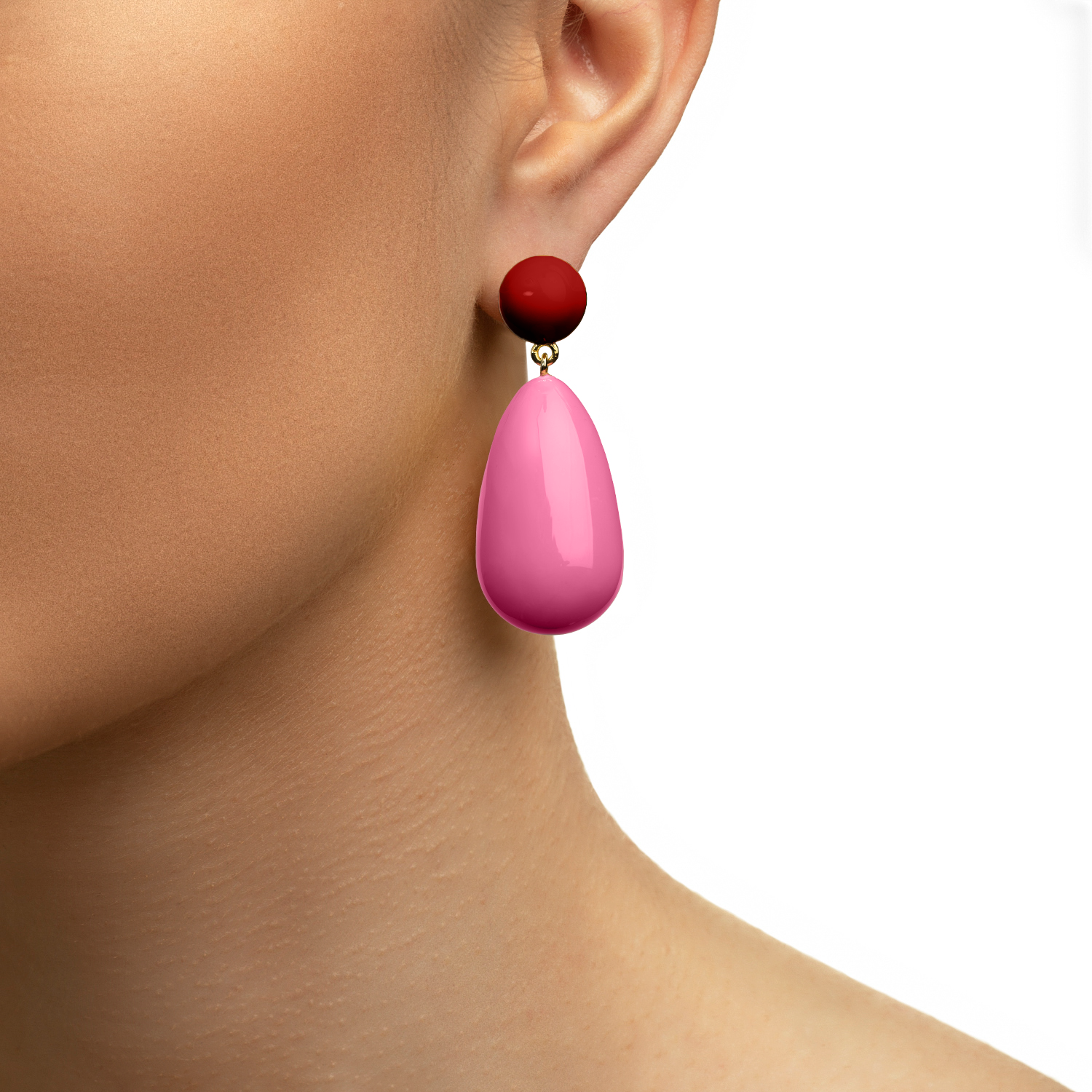 Red and pink drop Earrings