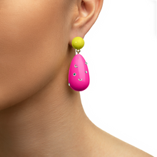 Load image into Gallery viewer, Neon Pink Galaxy Drop Earrings
